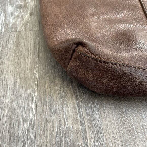 Lucky Brand Leather Distressed Tote Hobo Shoulder Bag Y2K Boho - Picture 14 of 16